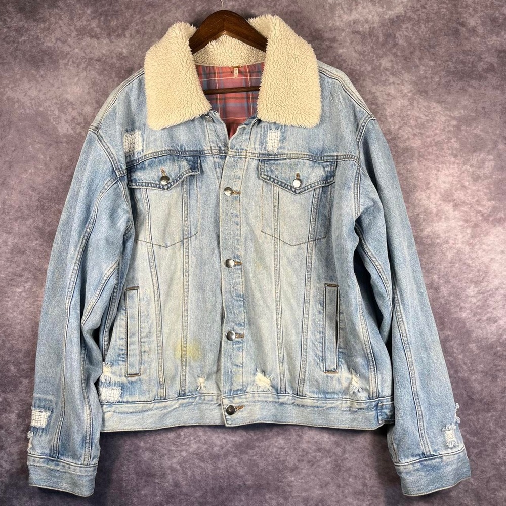 Free People Sherpa Lined Denim Jacket